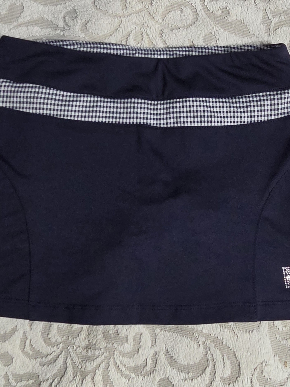 Girls Fila Navy Skort with White Gingham Waistband